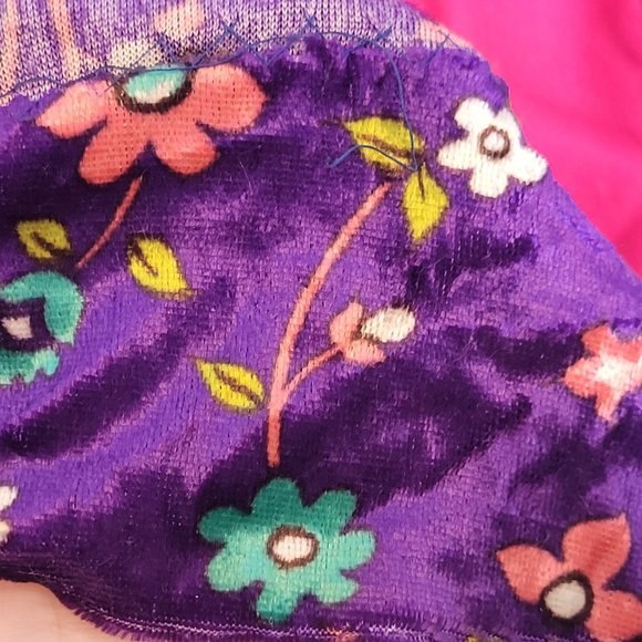 Vintage Maxi Skirt Purple Velour Bright Pink Side Closure No Tags Handmade - Picture 7 of 10